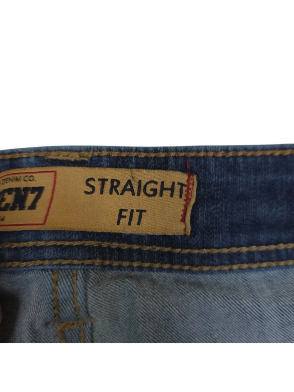Seven7 Straight Fit Mens Blue Denim Jeans W38 L32 Whiskered Medium Wash